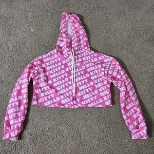 SHEIN x Hello Kitty Pink Cropped Hooded Sweater